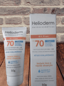 Frasco e caixa helioderm FPS 70