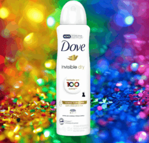 Dove invisible dry com fundo de paetê